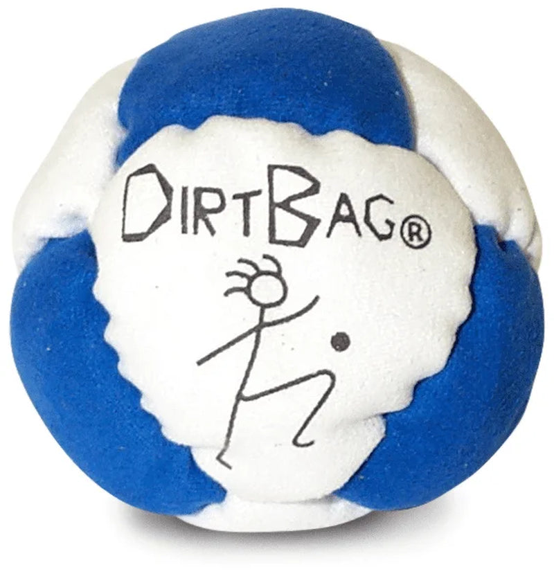 Dirtbag Classic Footbag - Blue & Black Suede Hacky Sack - Slow Speed Control for Beginners & Freestyle - Embroidered Design