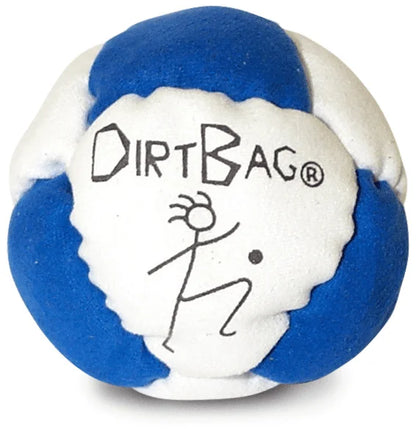 Dirtbag Classic Footbag - Blue & Black Suede Hacky Sack - Slow Speed Control for Beginners & Freestyle - Embroidered Design