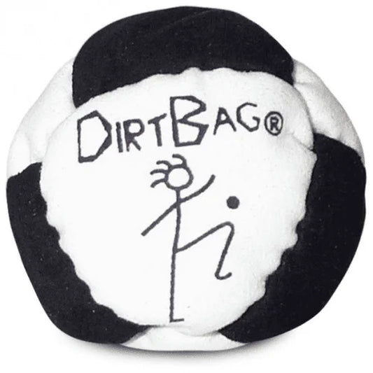 Dirtbag Classic Footbag - Blue & Black Suede Hacky Sack - Slow Speed Control for Beginners & Freestyle - Embroidered Design