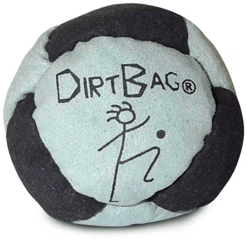 Dirtbag Classic Footbag - Blue & Black Suede Hacky Sack - Slow Speed Control for Beginners & Freestyle - Embroidered Design
