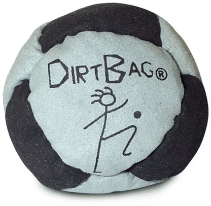 Dirtbag Classic Footbag - Blue & Black Suede Hacky Sack - Slow Speed Control for Beginners & Freestyle - Embroidered Design