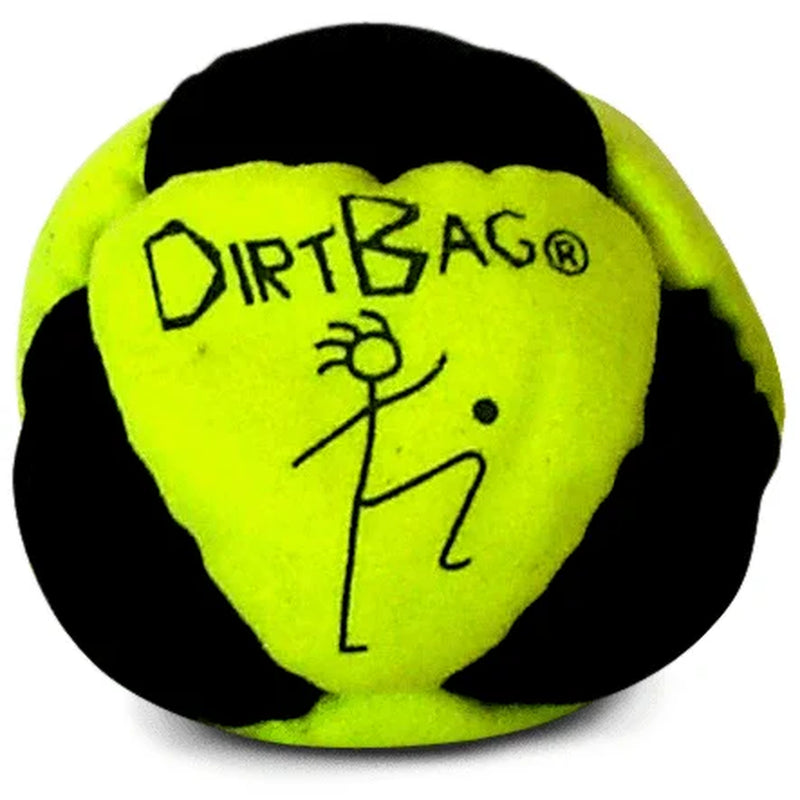 Dirtbag Classic Footbag - Blue & Black Suede Hacky Sack - Slow Speed Control for Beginners & Freestyle - Embroidered Design
