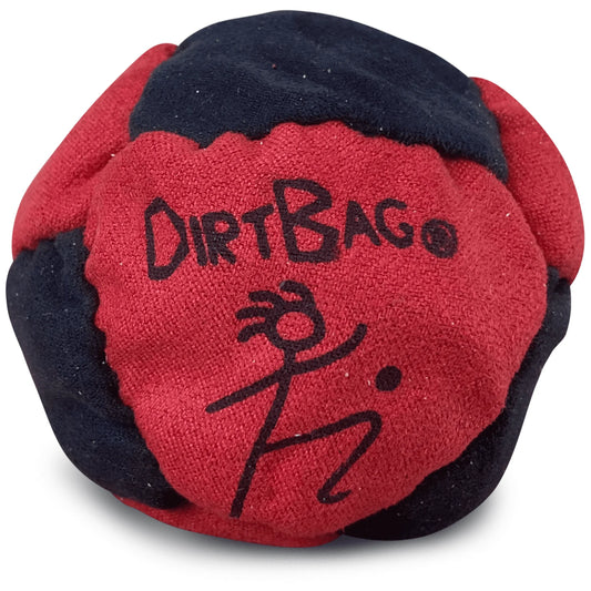 Dirtbag Classic Footbag - Blue & Black Suede Hacky Sack - Slow Speed Control for Beginners & Freestyle - Embroidered Design