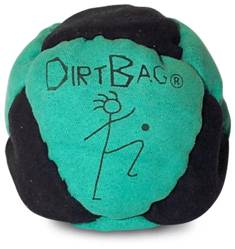Dirtbag Classic Footbag - Blue & Black Suede Hacky Sack - Slow Speed Control for Beginners & Freestyle - Embroidered Design
