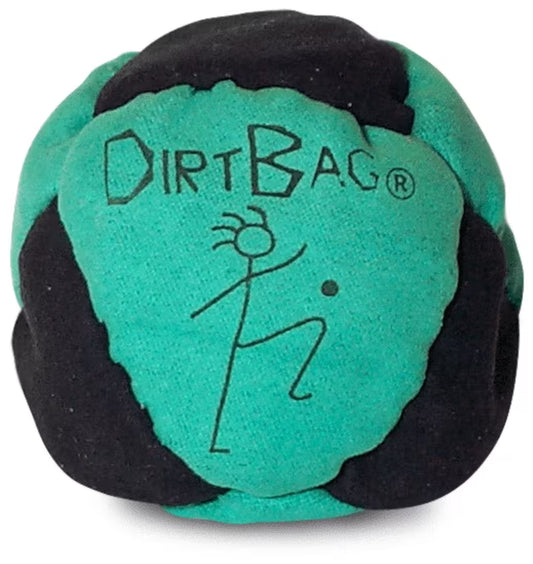 Dirtbag Classic Footbag - Blue & Black Suede Hacky Sack - Slow Speed Control for Beginners & Freestyle - Embroidered Design