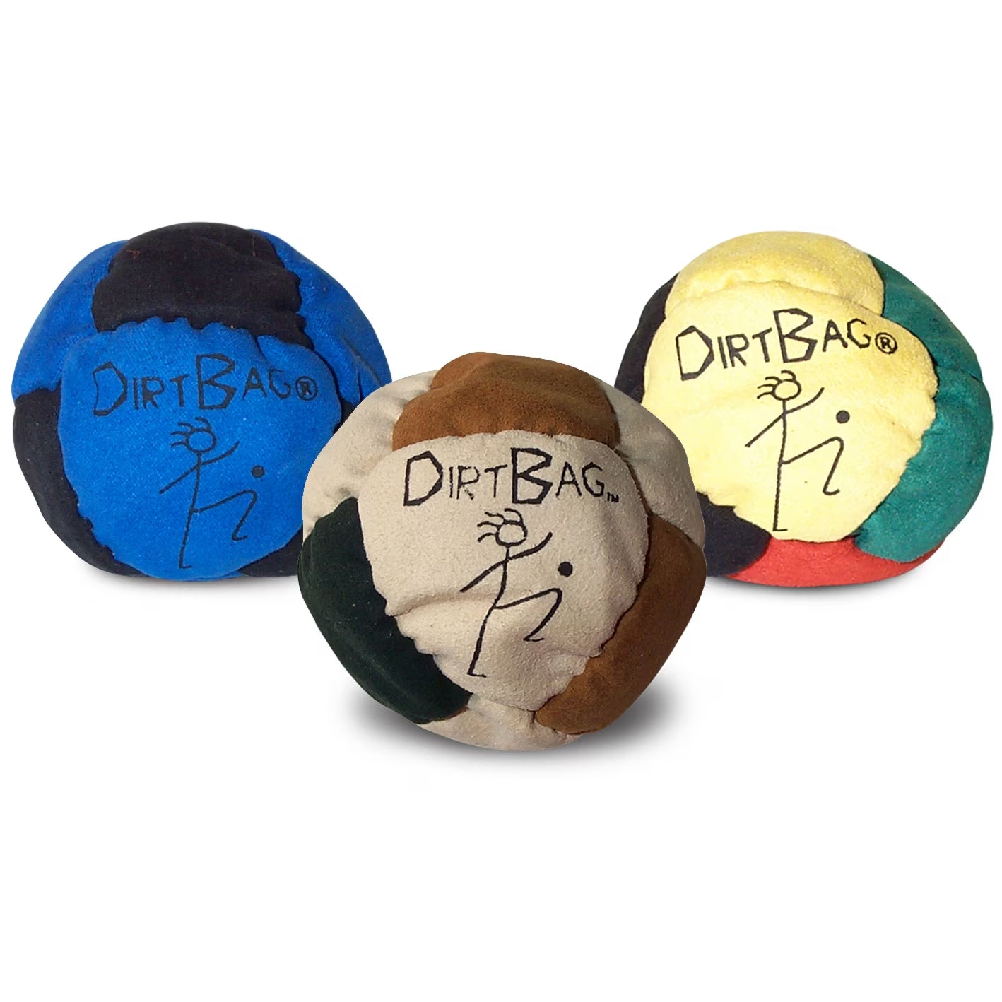 Dirtbag Classic Footbag - Blue & Black Suede Hacky Sack - Slow Speed Control for Beginners & Freestyle - Embroidered Design